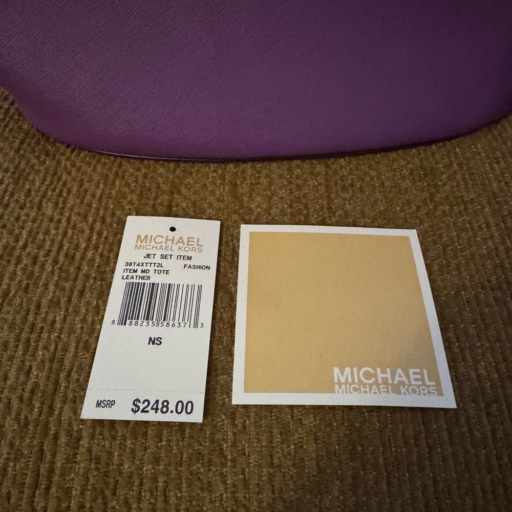 Michael Kors Purple Tote with Tan Straps NWT - Picture 5 of 9
